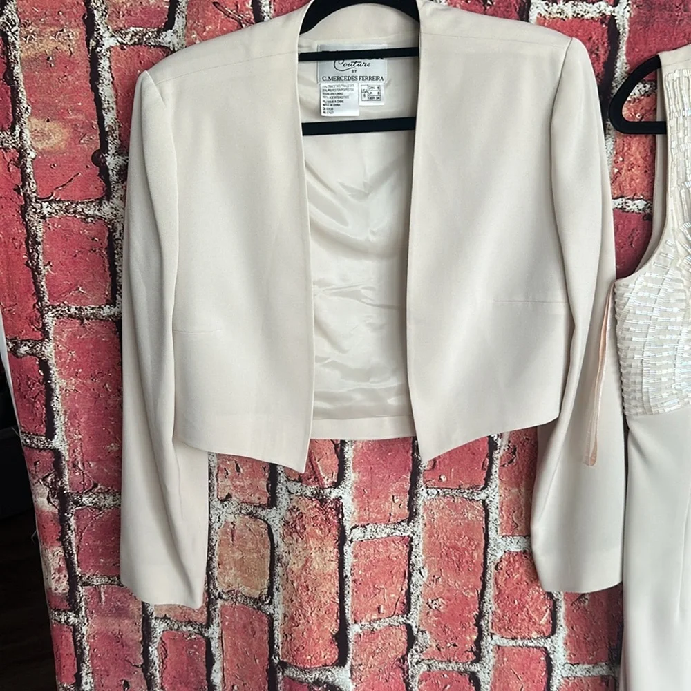 Daymor Couture Cream Dress and Jacket Set - Size 6